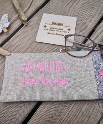 ETUI A LUNETTES EN LIN "Des paillettes pleins les yeux"