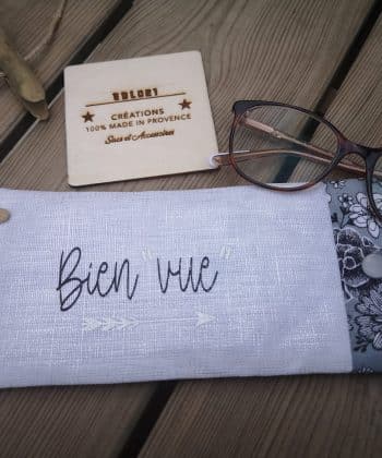 ETUI A LUNETTES EN LIN METALLISE "BIEN VUE"