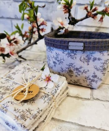Semainier de 7 lingettes lavables et panier assorti "