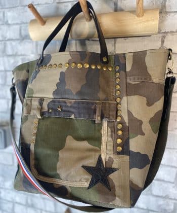 CABAS "JUDE" toile militaire recyclée