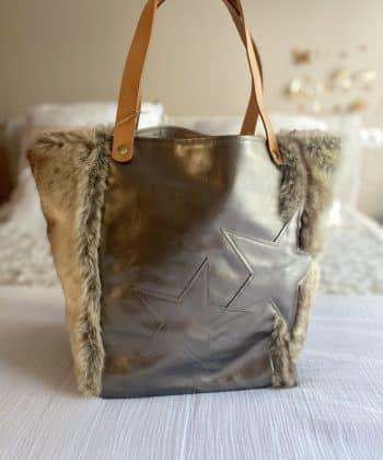 Cabas en simili cuir et fausse fourrure