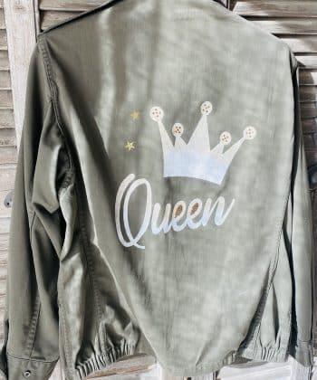 Veste militaire vintage customisée "QUEEN"