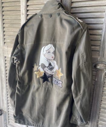 Veste militaire vintage customisée "PRINCESSE TATOUEE"