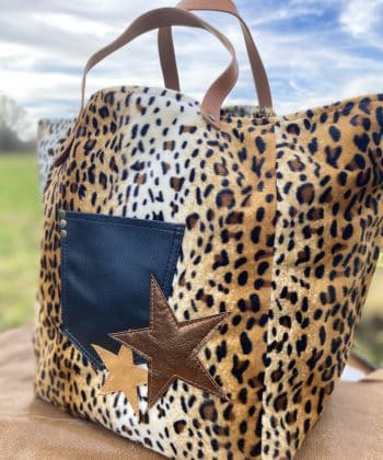 sac, sacs, cabas, cabas leopard, leopard, cuir, étoiles