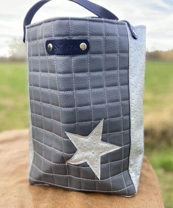 SAC, SAC CABAS, SACS, SIMILI CUIR, GRIS, SAC A MAIN, MATELASSAGE, ETOILES