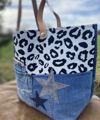 cabas, sac, sacs à main, leopard, étoiles, jeans, cuir
