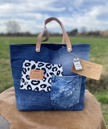 SAC ROMY JEANS ET LEOPARD cabas, sac, sacs à main, leopard, étoiles, jeans, cuir