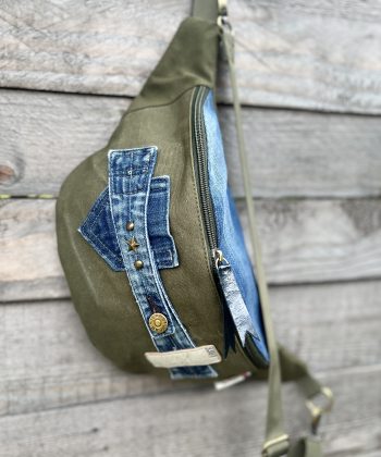 sac, banane, sac banane, toile militaire, militaire, fait main, pièce unique, créatrice