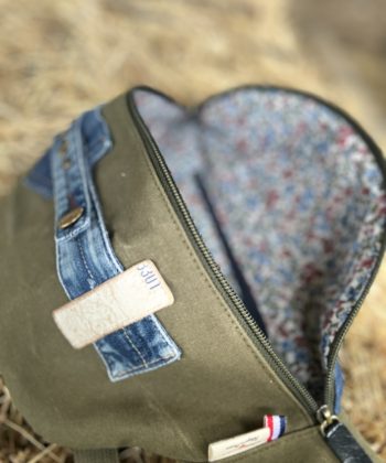 banane toile militaire et jean sac, banane, sac banane, toile militaire, militaire, fait main, pièce unique, créatrice