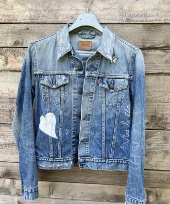 Veste, veste en jean, veste customisée, customisation, jean