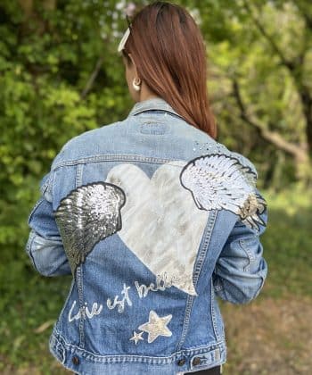 Veste, veste en jean, veste customisée, customisation, jean