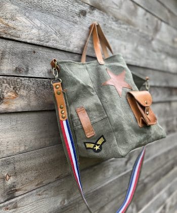 SAC TOILE MILITAIRE CARTOUCHIERE cabas, sac cabas, sac militaire, sac toile militaire, sac Army, sac upcycling, sac vintage, military, sac toile militaire